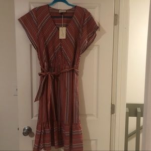 Striped Light Pink Dress w/ Ruffled Bottom